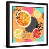 Fresh Citris and Colorful Circle Pattern-tanycya-Framed Art Print