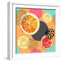 Fresh Citris and Colorful Circle Pattern-tanycya-Framed Art Print