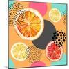 Fresh Citris and Colorful Circle Pattern-tanycya-Mounted Art Print