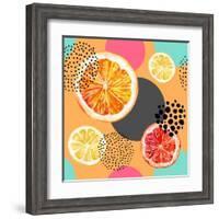 Fresh Citris and Colorful Circle Pattern-tanycya-Framed Art Print
