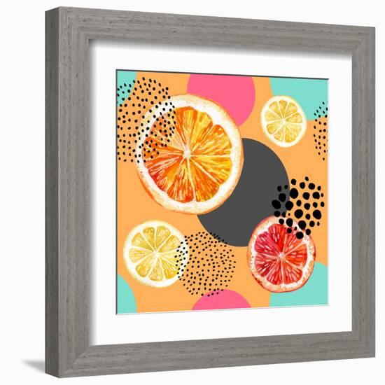 Fresh Citris and Colorful Circle Pattern-tanycya-Framed Art Print