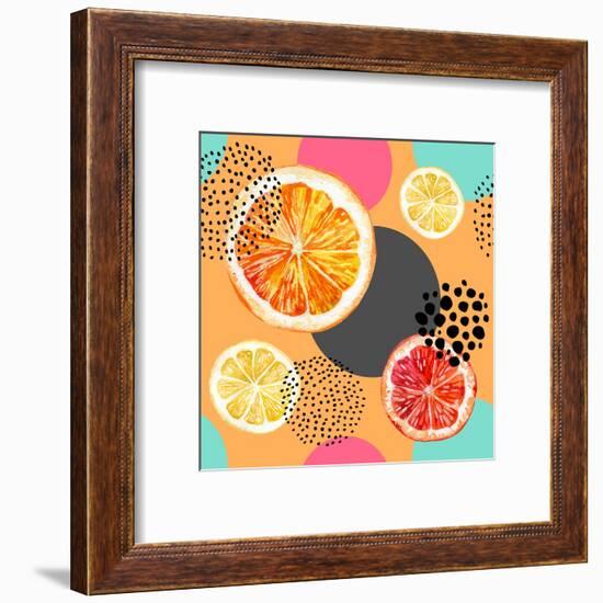 Fresh Citris and Colorful Circle Pattern-tanycya-Framed Art Print