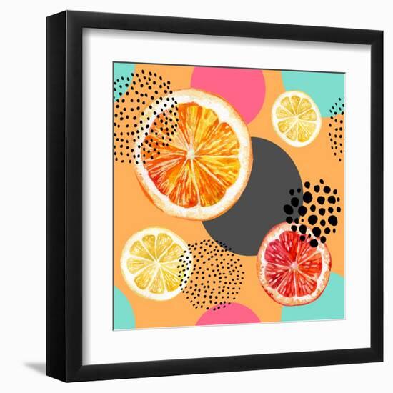 Fresh Citris and Colorful Circle Pattern-tanycya-Framed Art Print