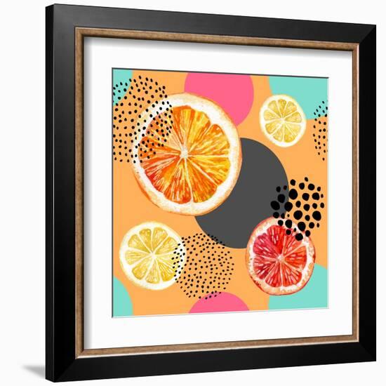 Fresh Citris and Colorful Circle Pattern-tanycya-Framed Art Print