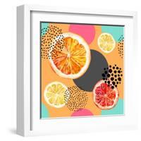 Fresh Citris and Colorful Circle Pattern-tanycya-Framed Art Print