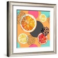 Fresh Citris and Colorful Circle Pattern-tanycya-Framed Art Print