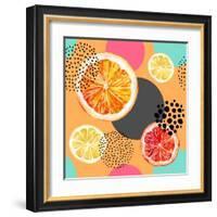 Fresh Citris and Colorful Circle Pattern-tanycya-Framed Art Print