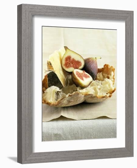 Fresh Figs and Cheese on Rustic White Bread-Ellen Silverman-Framed Photographic Print