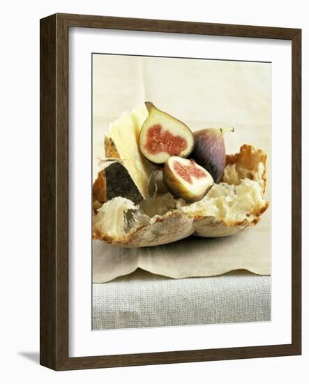 Fresh Figs and Cheese on Rustic White Bread-Ellen Silverman-Framed Photographic Print