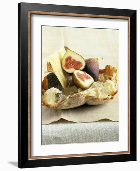 Fresh Figs and Cheese on Rustic White Bread-Ellen Silverman-Framed Photographic Print