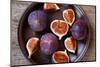 Fresh Figs in a Plate on Rustic Wooden Table-Marylooo-Mounted Photographic Print