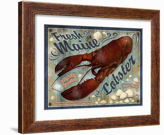 Fresh Maine Lobster Sign-Old Red Truck-Framed Giclee Print