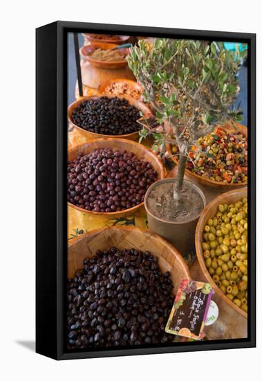 Fresh Olives for Sale at a Street Market in the Historic Provence Town of Eygalieres, France-Martin Child-Framed Premier Image Canvas