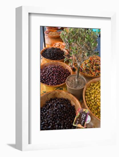 Fresh Olives for Sale at a Street Market in the Historic Provence Town of Eygalieres, France-Martin Child-Framed Premium Photographic Print