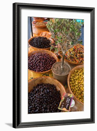Fresh Olives for Sale at a Street Market in the Historic Provence Town of Eygalieres, France-Martin Child-Framed Photographic Print