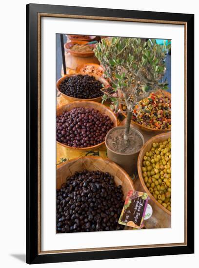 Fresh Olives for Sale at a Street Market in the Historic Provence Town of Eygalieres, France-Martin Child-Framed Photographic Print