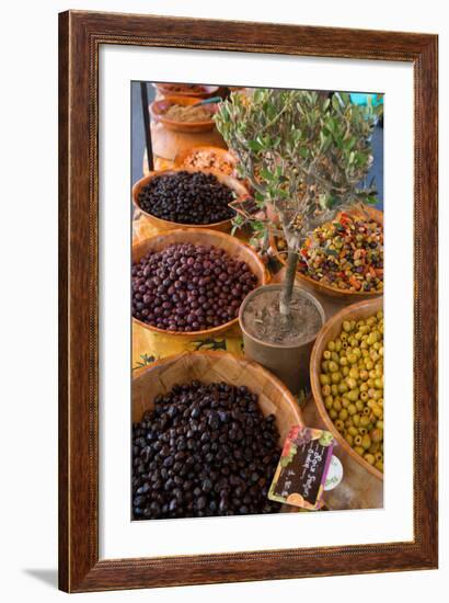 Fresh Olives for Sale at a Street Market in the Historic Provence Town of Eygalieres, France-Martin Child-Framed Photographic Print