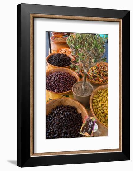 Fresh Olives for Sale at a Street Market in the Historic Provence Town of Eygalieres, France-Martin Child-Framed Photographic Print