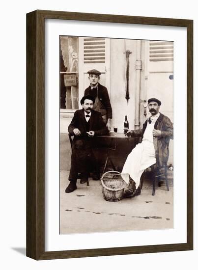 Fresh Oysters on the Terrace of a Bistro, Paris, 1900-null-Framed Photographic Print