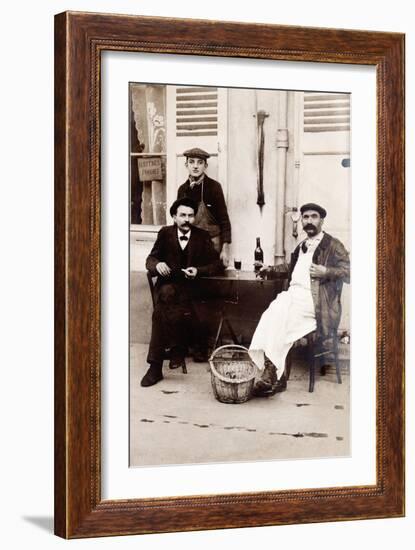 Fresh Oysters on the Terrace of a Bistro, Paris, 1900-null-Framed Photographic Print