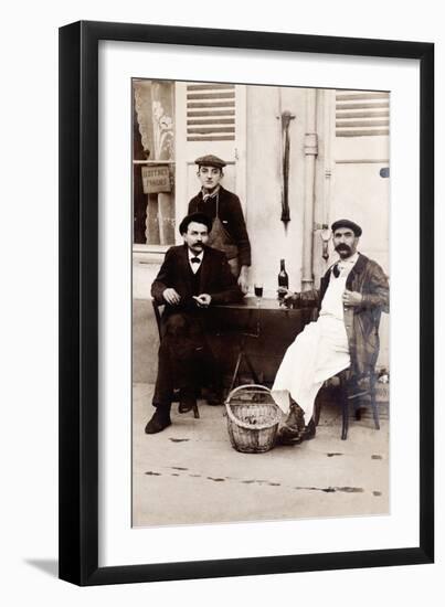 Fresh Oysters on the Terrace of a Bistro, Paris, 1900-null-Framed Photographic Print