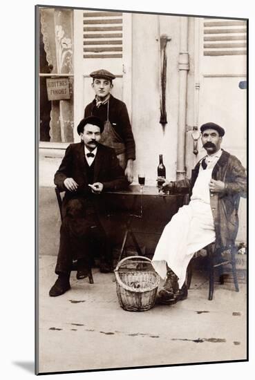 Fresh Oysters on the Terrace of a Bistro, Paris, 1900-null-Mounted Photographic Print