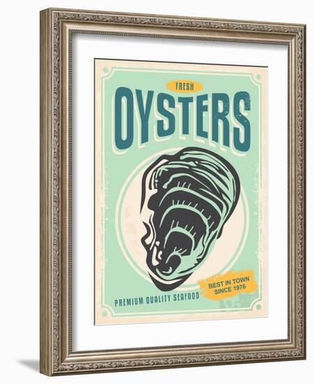 Fresh Oysters Retro Poster Design-lukeruk-Framed Photographic Print