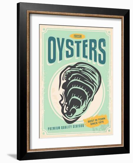 Fresh Oysters Retro Poster Design-lukeruk-Framed Photographic Print