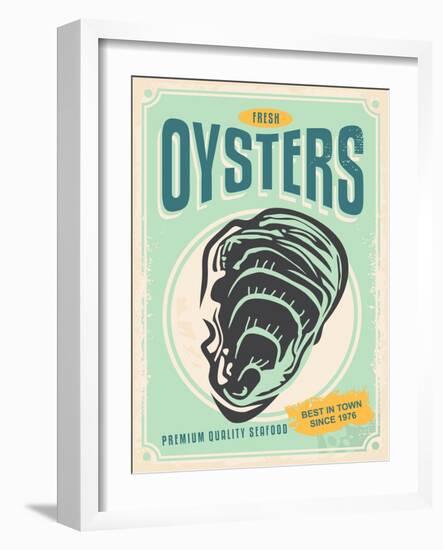 Fresh Oysters Retro Poster Design-lukeruk-Framed Photographic Print