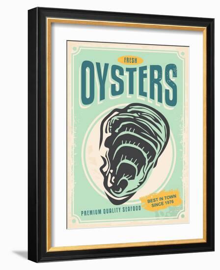 Fresh Oysters Retro Poster Design-lukeruk-Framed Photographic Print