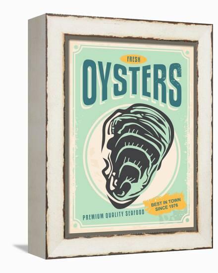 Fresh Oysters Retro Poster Design-lukeruk-Framed Premier Image Canvas