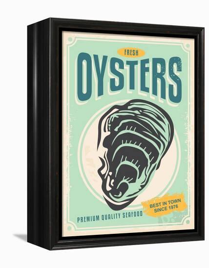 Fresh Oysters Retro Poster Design-lukeruk-Framed Premier Image Canvas