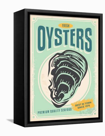 Fresh Oysters Retro Poster Design-lukeruk-Framed Premier Image Canvas