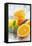 Fresh Pressed Orange Juice and Oranges-Jana Ihle-Framed Premier Image Canvas