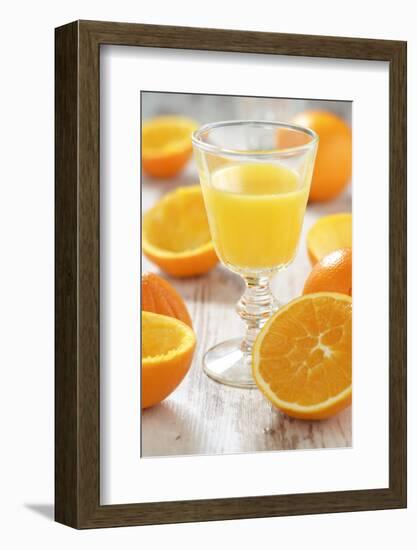 Fresh Pressed Orange Juice and Oranges-Jana Ihle-Framed Photographic Print