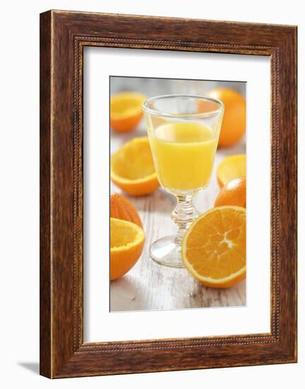 Fresh Pressed Orange Juice and Oranges-Jana Ihle-Framed Photographic Print