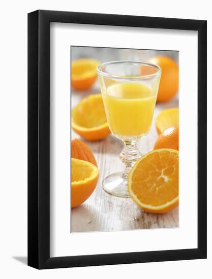 Fresh Pressed Orange Juice and Oranges-Jana Ihle-Framed Photographic Print