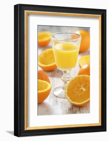 Fresh Pressed Orange Juice and Oranges-Jana Ihle-Framed Photographic Print