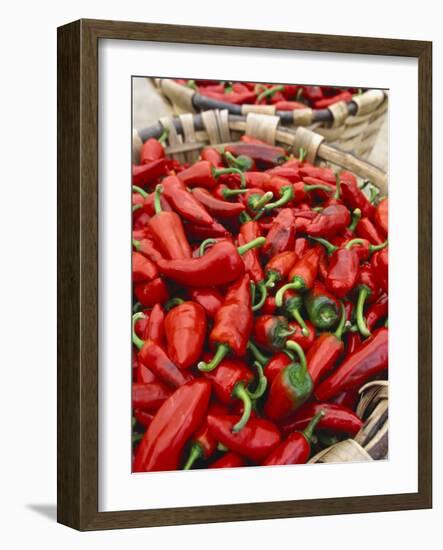 Fresh Red Chili Peppers in Baskets-Joerg Lehmann-Framed Photographic Print