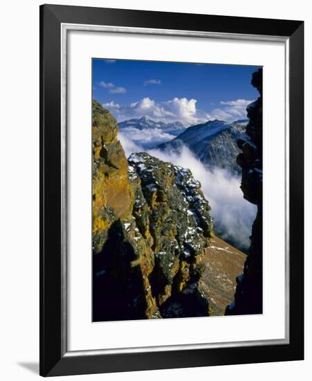 Fresh Snow on Cliffs Above Forest Canyon and Clouds, Rocky Mountain National Park, Colorado, USA-Scott T. Smith-Framed Photographic Print