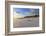 Fresh Spring Snow at Dawn Highlight Ripples and Marks in the Sand Beneath Bamburgh Castle-Eleanor-Framed Photographic Print