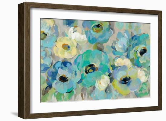 Fresh Teal Flowers-Silvia Vassileva-Framed Art Print