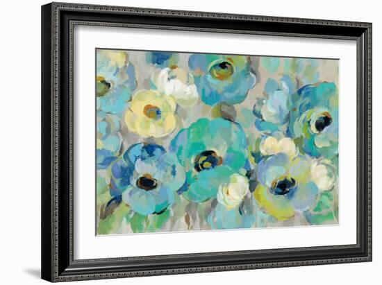 Fresh Teal Flowers-Silvia Vassileva-Framed Art Print