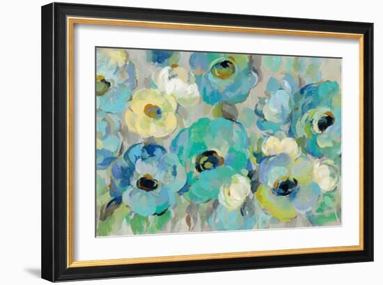 Fresh Teal Flowers-Silvia Vassileva-Framed Art Print