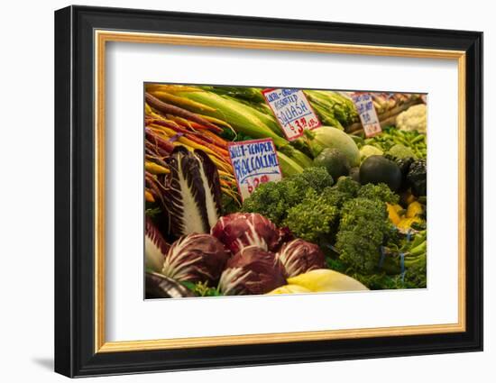 Fresh vegetables for sale at Pike Place Market in Seattle, Washington State.-Michele Niles-Framed Photographic Print