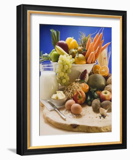 Fresh Vegetables, Fruit, Eggs, Butter and Milk-null-Framed Photographic Print