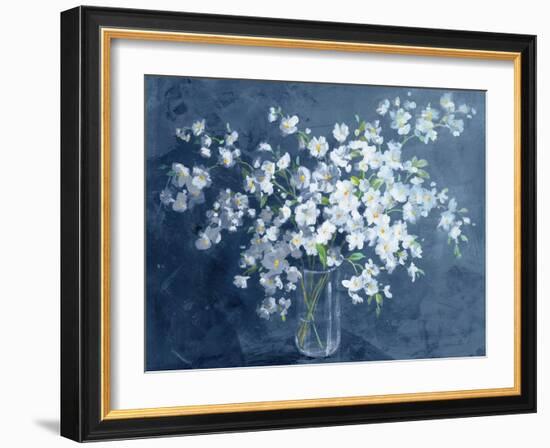 Fresh White Bouquet Dark Blue-Danhui Nai-Framed Art Print