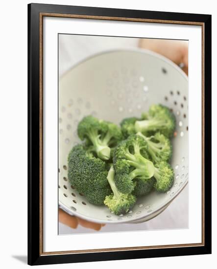 Freshly Washed Broccoli Florets in Sieve-William Lingwood-Framed Photographic Print