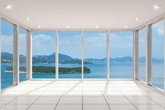 Modern Long Corridor With Big Windows-FreshPaint-Framed Art Print