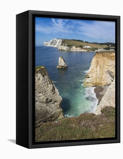 Freshwater Bay and Chalk Cliffs of Tennyson Down, Isle of Wight, England, United Kingdom, Europe-Roy Rainford-Framed Premier Image Canvas